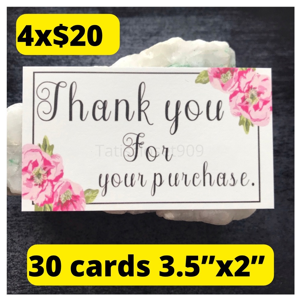 30 Thank you floral cards 2”x3.5”